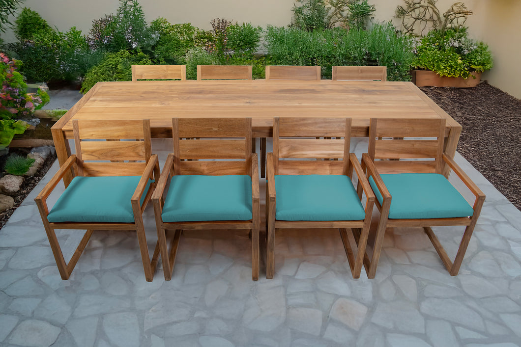 9 pc Venice Teak Arm Dining Set with 108