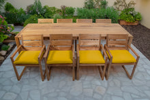9 pc Venice Teak Arm Dining Set with 108" Rectangular Dining Table