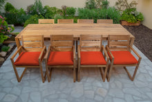 9 pc Venice Teak Arm Dining Set with 108" Rectangular Dining Table