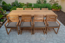 9 pc Venice Teak Arm Dining Set with 108" Rectangular Dining Table