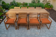 9 pc Venice Teak Arm Dining Set with 108" Rectangular Dining Table