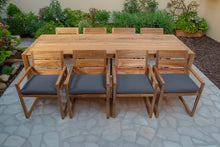 9 pc Venice Teak Arm Dining Set with 108" Rectangular Dining Table