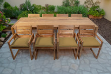 9 pc Venice Teak Arm Dining Set with 108" Rectangular Dining Table