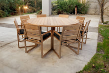 9 pc Venice Teak Arm Dining Set with 72" Round Dining Table