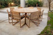 9 pc Venice Teak Arm Dining Set with 72" Round Dining Table
