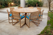 9 pc Venice Teak Arm Dining Set with 72" Round Dining Table