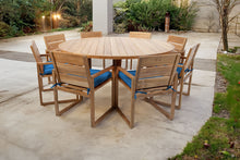 9 pc Venice Teak Arm Dining Set with 72" Round Dining Table