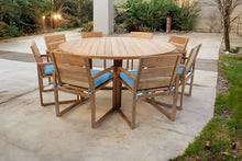 9 pc Venice Teak Arm Dining Set with 72" Round Dining Table