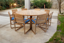9 pc Venice Teak Arm Dining Set with 72" Round Dining Table