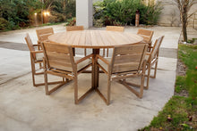 9 pc Venice Teak Arm Dining Set with 72" Round Dining Table