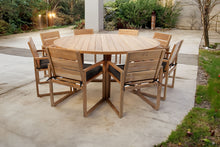 9 pc Venice Teak Arm Dining Set with 72" Round Dining Table