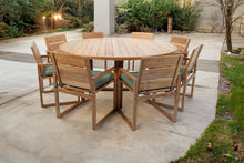 9 pc Venice Teak Arm Dining Set with 72" Round Dining Table