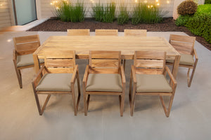 9 pc Venice Teak Arm Dining Set with 84" Rectangular Dining Table