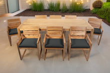 9 pc Venice Teak Arm Dining Set with 84" Rectangular Dining Table