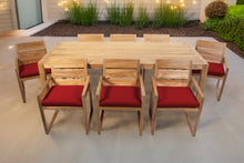 9 pc Venice Teak Arm Dining Set with 84" Rectangular Dining Table