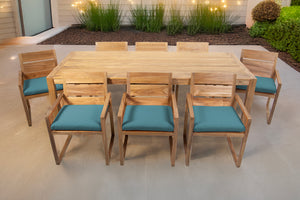 9 pc Venice Teak Arm Dining Set with 84" Rectangular Dining Table