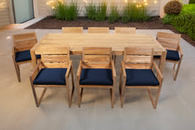 9 pc Venice Teak Arm Dining Set with 84" Rectangular Dining Table