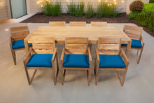 9 pc Venice Teak Arm Dining Set with 84" Rectangular Dining Table