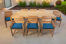 9 pc Venice Teak Arm Dining Set with 84" Rectangular Dining Table