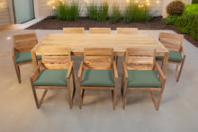 9 pc Venice Teak Arm Dining Set with 84" Rectangular Dining Table