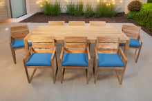 9 pc Venice Teak Arm Dining Set with 84" Rectangular Dining Table