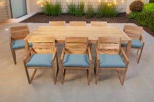9 pc Venice Teak Arm Dining Set with 84" Rectangular Dining Table