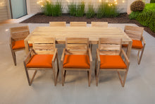 9 pc Venice Teak Arm Dining Set with 84" Rectangular Dining Table