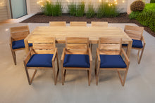 9 pc Venice Teak Arm Dining Set with 84" Rectangular Dining Table