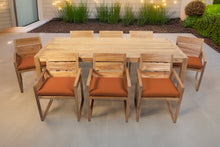 9 pc Venice Teak Arm Dining Set with 84" Rectangular Dining Table