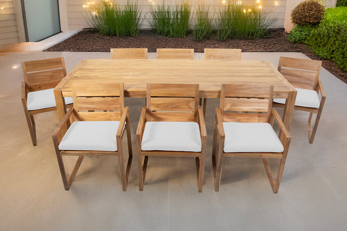 9 pc Venice Teak Arm Dining Set with 84