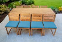 9 pc Venice Teak Armless Dining Set with 95" Rectangular Dining Table