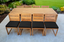 9 pc Venice Teak Armless Dining Set with 95" Rectangular Dining Table
