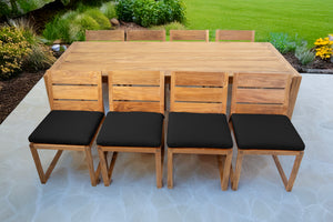 9 pc Venice Teak Armless Dining Set with 95" Rectangular Dining Table