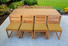 9 pc Venice Teak Armless Dining Set with 95" Rectangular Dining Table