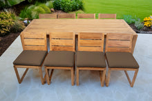 9 pc Venice Teak Armless Dining Set with 95" Rectangular Dining Table