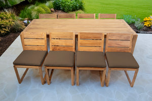9 pc Venice Teak Armless Dining Set with 95" Rectangular Dining Table