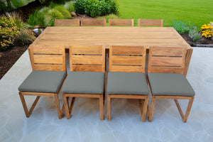 9 pc Venice Teak Armless Dining Set with 95" Rectangular Dining Table