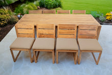 9 pc Venice Teak Armless Dining Set with 95" Rectangular Dining Table