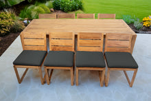 9 pc Venice Teak Armless Dining Set with 95" Rectangular Dining Table