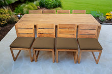 9 pc Venice Teak Armless Dining Set with 95" Rectangular Dining Table