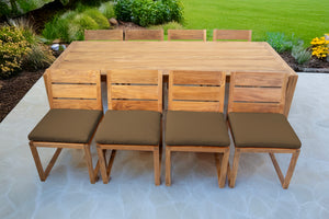 9 pc Venice Teak Armless Dining Set with 95" Rectangular Dining Table