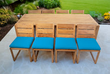 9 pc Venice Teak Armless Dining Set with 95" Rectangular Dining Table