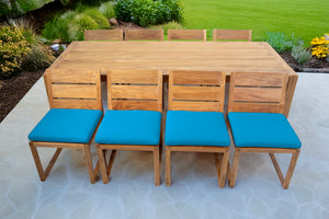 9 pc Venice Teak Armless Dining Set with 95" Rectangular Dining Table
