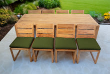 9 pc Venice Teak Armless Dining Set with 95" Rectangular Dining Table