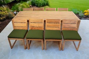 9 pc Venice Teak Armless Dining Set with 95" Rectangular Dining Table