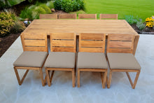 9 pc Venice Teak Armless Dining Set with 95" Rectangular Dining Table
