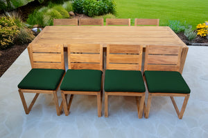 9 pc Venice Teak Armless Dining Set with 95" Rectangular Dining Table
