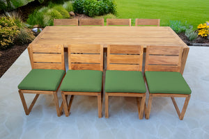 9 pc Venice Teak Armless Dining Set with 95" Rectangular Dining Table
