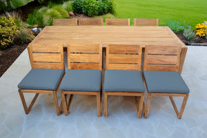 9 pc Venice Teak Armless Dining Set with 95" Rectangular Dining Table
