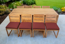 9 pc Venice Teak Armless Dining Set with 95" Rectangular Dining Table